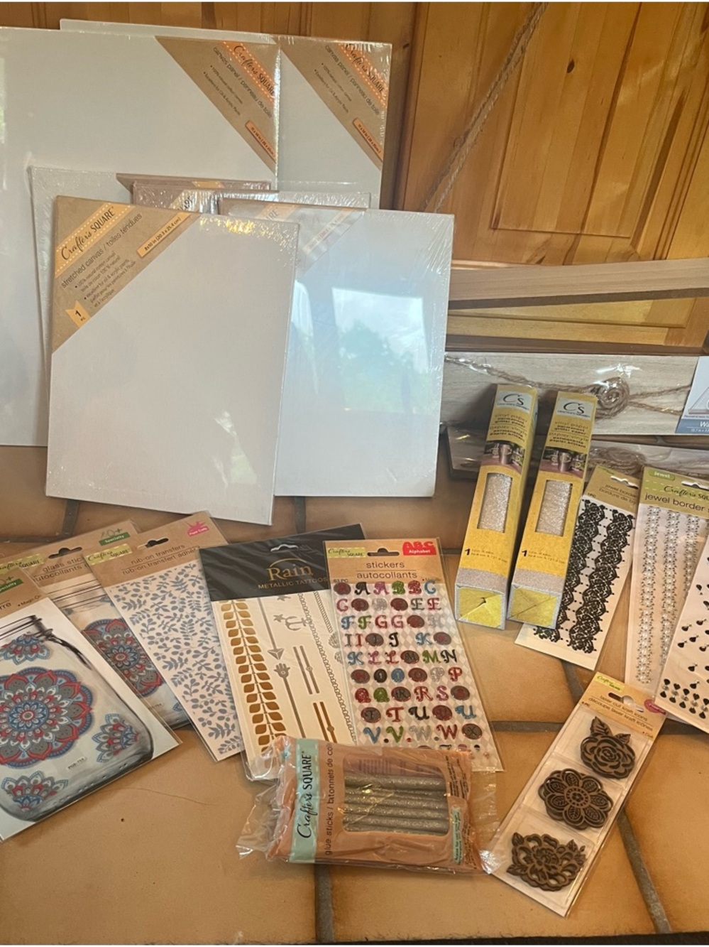 Assorted  Craft Bundle 21 pieces Home Wall Decor Display Shelves, Canvas